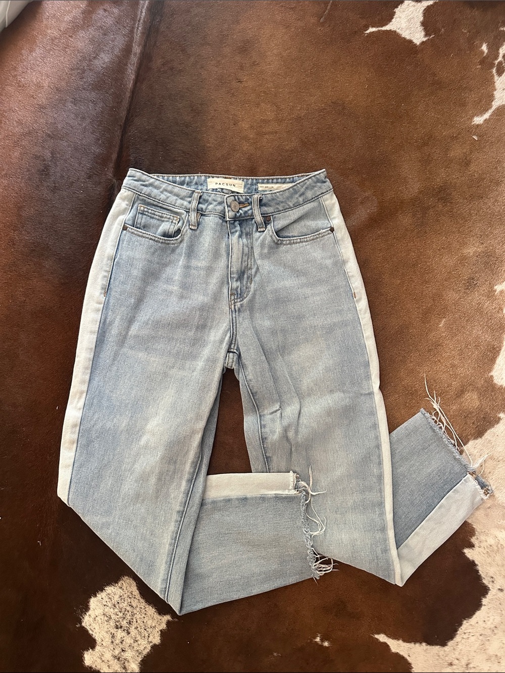 PacSun Two-Tone Light Blue Straight Leg Jeans